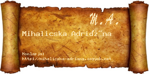 Mihalicska Adriána névjegykártya